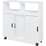 [en.casa] Beistellschrank auf Rollen Fadeskimma 72x70x20 cm Weiß [en.casa]