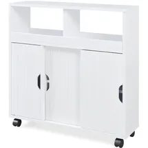 [en.casa] Beistellschrank auf Rollen Fadeskimma 72x70x20 cm Weiß [en.casa]