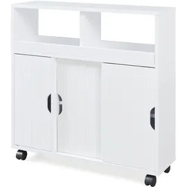 [en.casa] Beistellschrank auf Rollen Fadeskimma 72x70x20 cm Weiß [en.casa]