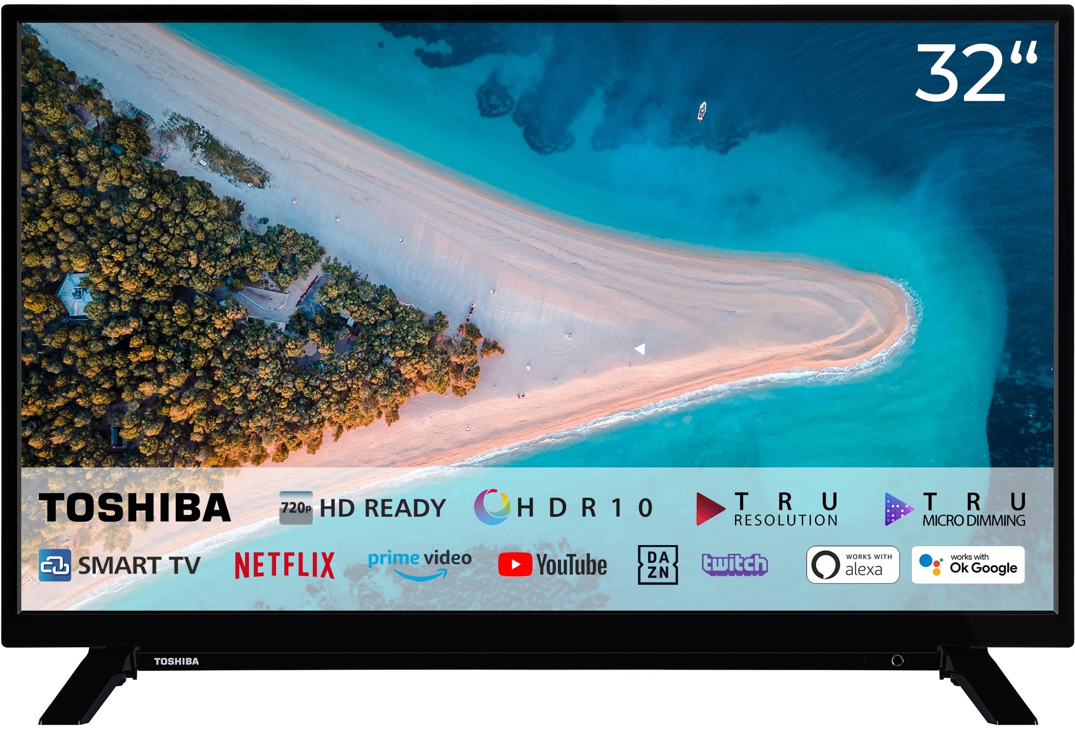 TOSHIBA 32W2263DG 32 Zoll Fernseher/Smart TV (HD Ready, HDR, Netflix/Prime Video, Triple-Tuner, Dolby Audio), Schwarz