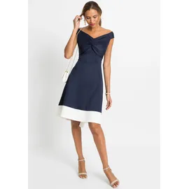 bonprix Off-Shoulder-Kleid Blau/Weiß 48/50