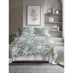 Bettwäsche IRISETTE "Tokio 8598", blau, B/L: 135cm x 200cm, , Mako-Satin, B/L: 80cm x 80cm, Mako-Satin, Obermaterial: 100% Baumwolle, Bettwäsche, seidiger Glanz, besonders weich und hautschmeichelnd
