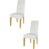 t m c s Tommychairs - 2er Set Moderne Stühle Luisa für Küche und Esszimmer, robuste Struktur aus lackiertem Buchenholz Farbe Eiche, Gepolstert und mit Kunstleder in der Farbe Weiss bezogen