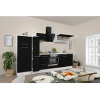 Respekta Küchenzeile 310 cm Schwarz Hochglanz-Weiß