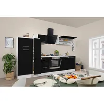 Respekta Küchenzeile 310 cm Schwarz Hochglanz-Weiß