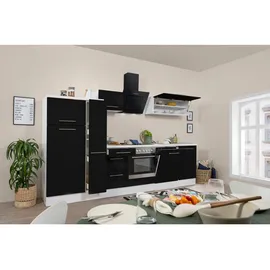 Respekta Küchenzeile 310 cm Schwarz Hochglanz-Weiß