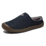 SMajong Herren Damen Hausschuhe Gefüttert Warme Winter Pantoffeln Winterschuhe Slip-On Plüsch Pantoletten Clogs Wasserdicht rutschfeste Outdoor Slipper 48 EU Blau - 48 EU