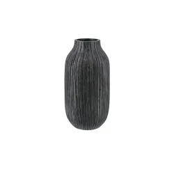 Deko Vase , schwarz , Polyresin (Kunstharz) , Maße (cm): H: 25,5  Ø: 13.5