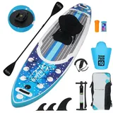 Puluomis SUP Board mit Sitz 335cm, Stand Up Paddle Boards Set, Paddling Paddelboard Surfbrett Aufblasbar, Pumpe Tragetasche, MB. bis 150Kg Blau - Blau