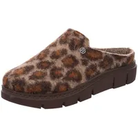 Rohde Damen Pantoffel Hausschuh Leoparden Muster Plateausohle Firenze 6101, Größe:38 EU, Farbe:Braun - 38