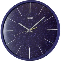 Wanduhr SEIKO, blau, Wanduhren, H: 4,5cm, Quarzuhr, durchlaufende Sekunde, Wohnzimmer, Esszimmer, Büro