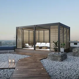 Weide Holzoptik Lamellenwand für Weide Pergola 1,23m in anthrazit