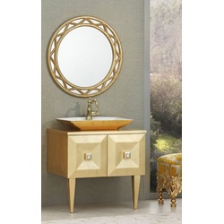 Casa Padrino Luxus Barock Badezimmer Set Gold - Waschtisch mit Waschbecken und Wandspiegel - Edel & Prunkvoll - Luxus Qualität