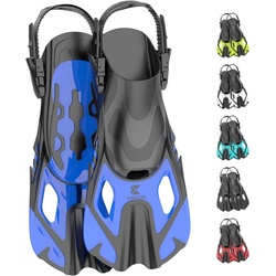 Khroom Flosse Khroom Kurze Flossen Erwachsene Kinder verstellbare Schnorchelflossen, verstellbar, kurz, leichtes Reisegepäck blau XS 32-36