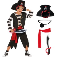 Morph Costume Piratenkostüm Kinder, Piratenkostüm Mädchen, Kostüm Pirat Kinder, Piratin Kostüm Mädchen, Piraten Kostüm Jungen Kinder Kostüm Pirat Junge Faschingskostüme Pirat Junge Größe S