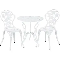 casa.pro [casa.pro]® Bistro Set (3 - teilig) (weiss) - aus Gußeisen / Antik - Weiß