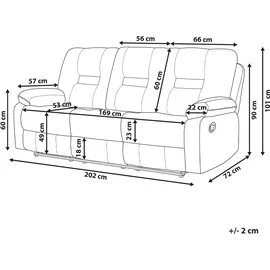 Beliani Sofa manuell verstellbar 3-Sitzer