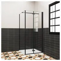 duschspa Eckdusche Falttür + Seitenwand 195cm ESG Nano Glas schwarz Duschtür Duschkabine, BxT: 120x90 cm, Einscheibensicherheitsglas, Sicherheitsglas, Set, ebenerdiger Einbau möglich 120 cm x 90 cm