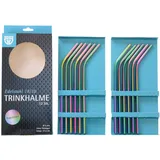 Gräwe Strohhalme, gebogen, 12er Set, silberne Trinkhalme aus Edelstahl, spülmaschinengeeignet, wiederverwendbar Metall Strohhalm