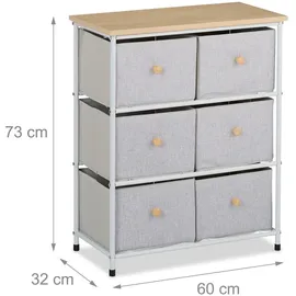 Relaxdays Sideboard 73 x 60 x 32 cm hellgrau/Natur
