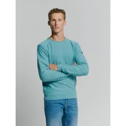 Rundhalspullover NO EXCESS "No Excess Pullover mit Rundhalsausschnitt", Herren, Gr. L, blau (azur), 100% baumwolle, Pullover