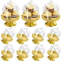Luxuskollektion 12 Mini Tortenständer mit Haube Gold Kunststoff Hochzeit