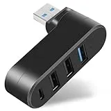 AXFEE USB-Mini-Hub, USB-Hub mit 4 Ports (2 x 2.0 + 1 x 3.0 + 1 x Type-C, für Laptop, MacBook USB-Stick, Drucker, Tastatur, Maus, Schwarz