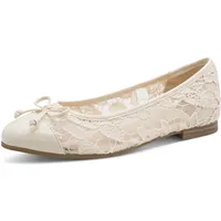 Marco Tozzi Damen Ballerinas weiches Feel Me Fußbett Leder Decksohle Elegante, beige (Cream Comb), 38 EU