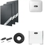 Photovoltaik-Paket 5 kWp mit Huawei Wechselrichter 5 kW + Stromspeicher 5,0 kWh, 12 Solarmodulen Glas-Glas full black (* 0% MwSt. gem. §12 Abs. 3 UstG)