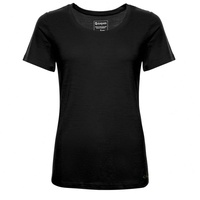 Kaipara - Merino Sportswear Rundhalsshirt Merino Shirt Damen Kurzarm Regularfit 200 (1-tlg) aus reiner Merinowolle Made in Germany schwarz L