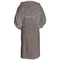 Schnoschi Unisex-Bademantel Bademantel mit Kapuze und Taschen Namaste aus weichem Frottee, Yoga, mit Kapuze und Stickerei braun S-M