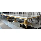 Casa Padrino Luxus Barock Esstisch Creme / Weiß / Gold 500 cm - Riesiger Massivholz Esszimmertisch - Esszimmer Möbel im Barockstil - Barock Möbel - Barock Einrichtung - Edel & Prunkvoll