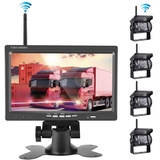 Rückfahrkamera-Set mit 7"-LCD-Monitor & 120° Weitwinkel- Rückfahrkamera, IP67 wasserdicht, 18IR Nachtsicht, kabellose Rückfahrkameras für LKW/Anhänger/Bus/Van/Landwirtschaft(12-24 Volt)