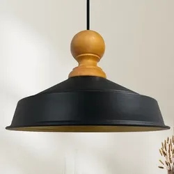 Bamyum aus Holz Hängend Schwarz Hängelampe