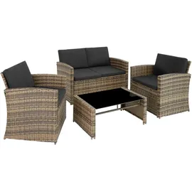 Tectake Lucca Rattan Lounge Set 5-tlg. natur/dunkelgrau