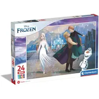 CLEMENTONI - 24242 - Supercolor Puzzle - Disney Frozen - Puzzle 24 Maxi Teile Ab 3 Jahren, Buntes Kinderpuzzle Mit Besonderer Leuchtkraft & Farbintensität, Geschicklichkeitsspiel Für Kinder