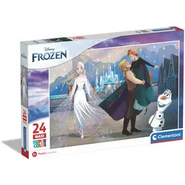 CLEMENTONI - 24242 - Supercolor Puzzle - Disney Frozen - Puzzle 24 Maxi Teile Ab 3 Jahren, Buntes Kinderpuzzle Mit Besonderer Leuchtkraft & Farbintensität, Geschicklichkeitsspiel Für Kinder