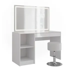 Vicco Vicco, Schminktisch, Sherry mit LED-Beleuchtung und Hocker (119.80 x 50.10 x 76 cm)