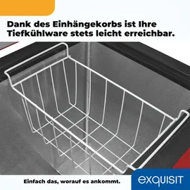 Exquisit Gefriertruhe, Kombigerät, 2-in-1, 99 Liter, Tiefkühltruhe, Kühlen, 4-Sterne-Gefrieren, Gefriertruhe klein, Toplader, Gefrierkorb, GT100-050E rot