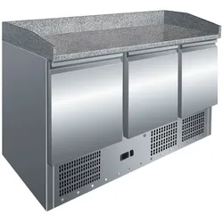 Gekühlte 3-türige Arbeitsplatte mit Granitplatte für Pizzen - 240W - 1420x765x1195mm