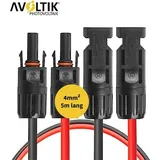 5 Meter MC4 Solarkabel Paar 4mm2 Durchmesser Verbindungskabel PV Kabel Verlängerungskabel Solarmodul - Schwarz/Rot