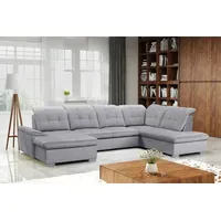 DOMO-HOME Ecksofa mit Schlaffunktion NICOLE – Modernes Ecksofa 345x230cm | Regulierbaren Kopfstützen | Boxspring-Funktion und Stauraum | Ideal f... - Grau