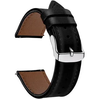 CeiBand Leder Armband für 22 mm 20 mm,Uhrenarmband für Damen und Herren, Weich Leder Verstellbare Ersatzarmband, Edelstahl Dornschließe Uhrenarmbänder - 22mm Schwarz