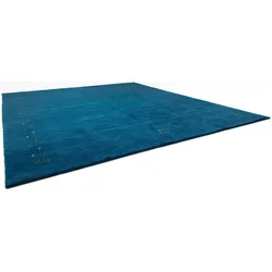 Wollteppich MORGENLAND "GABBEH FEIN FENTH", blau, B:200cm H:18mm L:300cm, Wolle, Teppiche, reine Schurwolle bunte Bordüre, Wohnzimmer