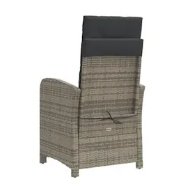 vidaXL Gartensessel mit Fußteil Verstellbar Grau Poly Rattan