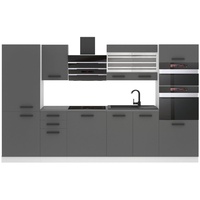 Belini Küchenzeile Küchenblock Mila - Küchenmöbel 300 cm Einbauküche Vollausstattung ohne Elektrogeräten mit Hängeschränke und Unterschrän...