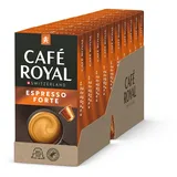 Café Royal Espresso Forte 100 Kapseln für Nespresso Kaffee Maschine - 8/10 Intensität - UTZ-zertifiziert Kaffeekapseln aus Aluminium