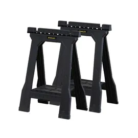 Stanley Arbeitsbock höhenverstellbar Unterstellbock Paar "Junior" (57x12x81cm, paarweise geliefert, fester Stand durch Gummifüße, flach zusammenklappbar, bis zu 340kg Belastbarkeit) STST1-70355