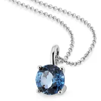 Orolino Kette mit Anhänger OROLINO "Gold 585 mit Blautopas (beh.) London Blue 45cm lang", weiß, Halsketten, Damen, 45cm, Gold, L: 45cm B: 7.0mm, glänzend, B:7.0mm