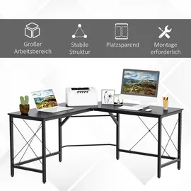 Homcom Eckschreibtisch BxH: 150 x 76 cm - Schwarz
